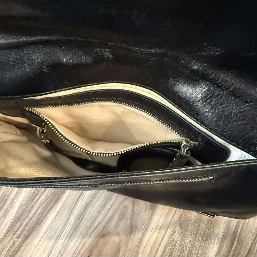 Tory Burch Black Leather Crossbody with Silver Logo and Chain - Picture 8 of 13